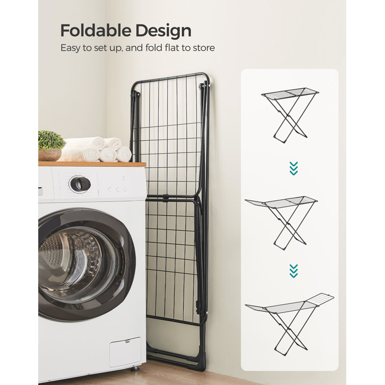 Symple Stuff Clothes Airer Foldable Clothes Drying Rack Clothes Horse With Gullwings Free Standing Laundry Rack Indoor Outdoor Use Bed Linen Clothing Black Reviews Wayfair